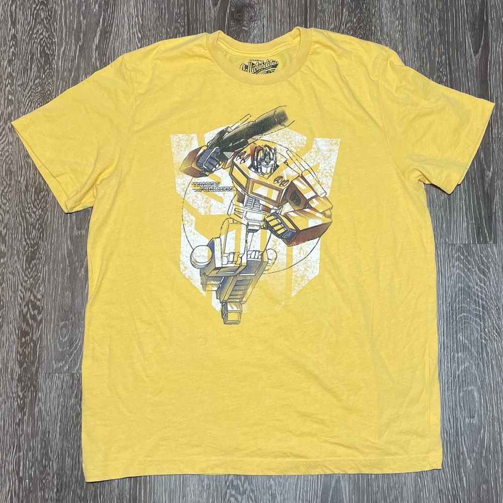 Transformers Vintage Collectible Optimus Prime Men’s XL Yellow T-Shirt
